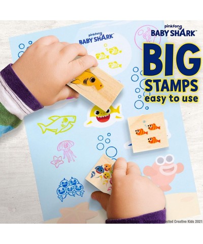 Baby Shark Kids Stamp Set | 36 Piece Wooden Stamps Set w/ Ink Pads Stickers Markers Picture Frames | Toddler Arts and Crafts ...