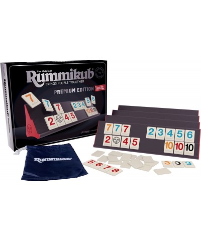 Rummikub Premium Edition - Features Racks - Large Number Engraved Tiles and a Storage Bag for The Ultimate Rummikub Experienc...