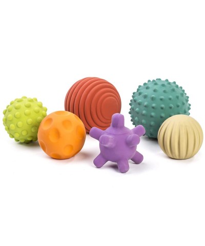 Miniland 6 Sensory Balls Babies Birth to Toddlers Age 4 Natural Rubber Latex Soft Teething Toys Easy Grip Play Textured Color...