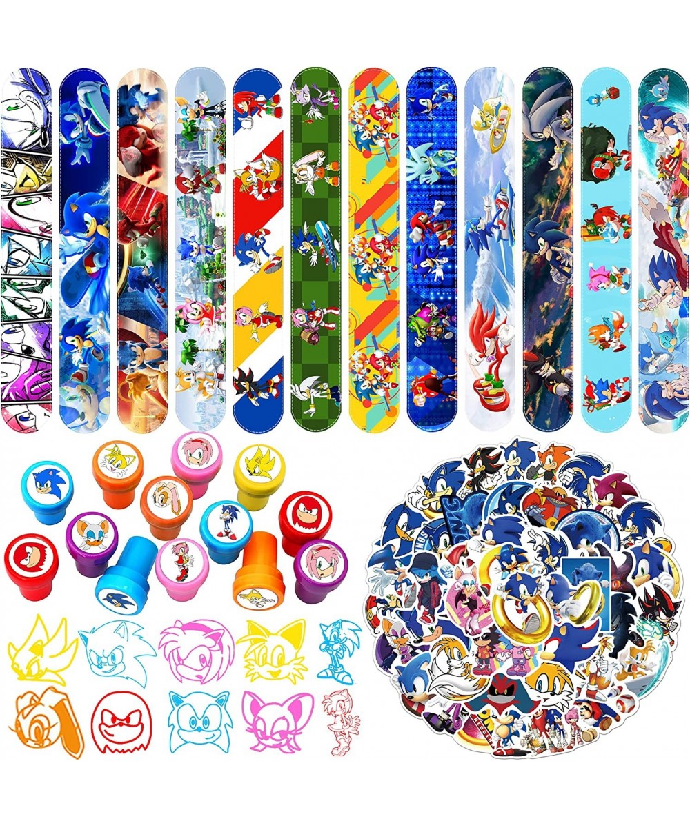 Sonic Slap Bracelet 96Pcs Sonic Party Favors Supplies Include 36Pcs Slap Bracelets 10 Stampers and 50 Stickers $28.82 Kids' D...