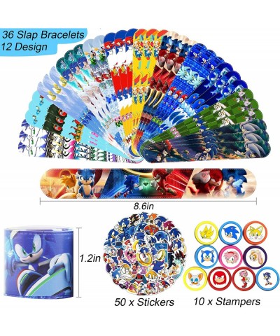 Sonic Slap Bracelet 96Pcs Sonic Party Favors Supplies Include 36Pcs Slap Bracelets 10 Stampers and 50 Stickers $28.82 Kids' D...