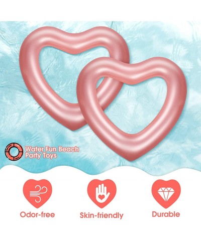 2 Pieces Inflatable Swim Rings 47.3 x 39.4 Inch Heart Shaped Bachelorette Pool Float Loungers Tube Heart Shaped Summer Swimmi...