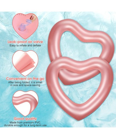 2 Pieces Inflatable Swim Rings 47.3 x 39.4 Inch Heart Shaped Bachelorette Pool Float Loungers Tube Heart Shaped Summer Swimmi...