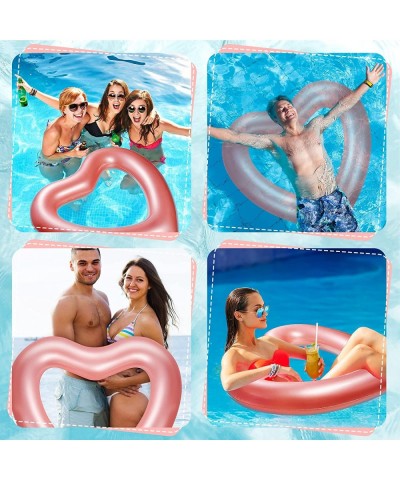 2 Pieces Inflatable Swim Rings 47.3 x 39.4 Inch Heart Shaped Bachelorette Pool Float Loungers Tube Heart Shaped Summer Swimmi...