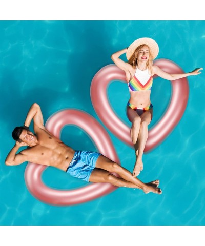 2 Pieces Inflatable Swim Rings 47.3 x 39.4 Inch Heart Shaped Bachelorette Pool Float Loungers Tube Heart Shaped Summer Swimmi...