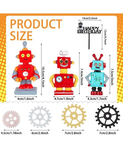 11 Pieces Robot Cake Topper Set Robot Happy Birthday Cake Topper Pick Robot Gear Cake Cupcake Decoration Robot Cake Figurine ...