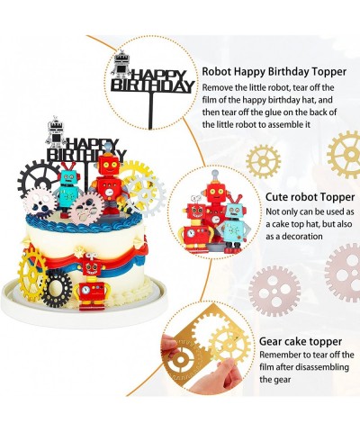 11 Pieces Robot Cake Topper Set Robot Happy Birthday Cake Topper Pick Robot Gear Cake Cupcake Decoration Robot Cake Figurine ...