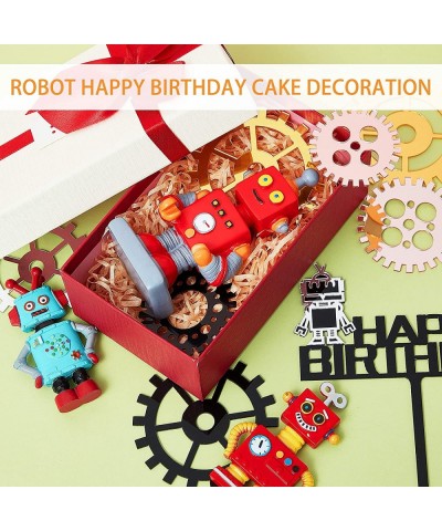 11 Pieces Robot Cake Topper Set Robot Happy Birthday Cake Topper Pick Robot Gear Cake Cupcake Decoration Robot Cake Figurine ...