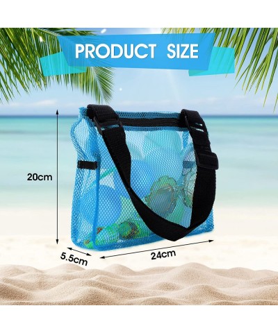 4 Pieces Beach Toys Mesh Bags with Zipper Sand Toys Colorful Beach Tote Organizer Seashell Collecting Mesh Storage for Kids B...