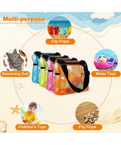 4 Pieces Beach Toys Mesh Bags with Zipper Sand Toys Colorful Beach Tote Organizer Seashell Collecting Mesh Storage for Kids B...