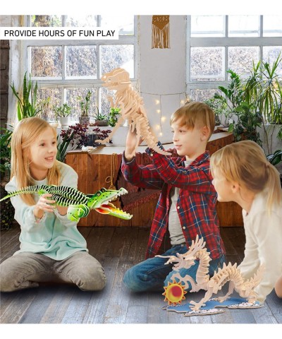 3D Puzzle Colorful Alligator Wood Craft Construction Kit Fun Unique and Educational DIY Wooden Animal Toy Assemble Model Pre-...