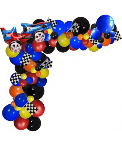 YNOU 121 Pcs Racing Car Balloons Arch Garland Kit Decorations Race Car Foil Balloons Checker Flag for Monster Truck Party Fin...