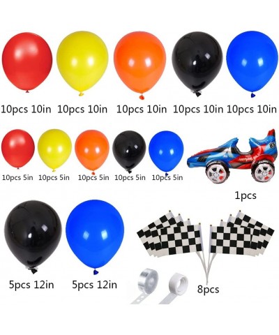 YNOU 121 Pcs Racing Car Balloons Arch Garland Kit Decorations Race Car Foil Balloons Checker Flag for Monster Truck Party Fin...