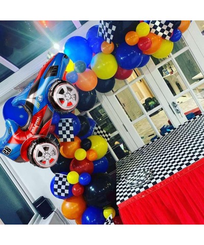 YNOU 121 Pcs Racing Car Balloons Arch Garland Kit Decorations Race Car Foil Balloons Checker Flag for Monster Truck Party Fin...