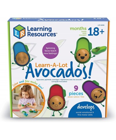 Learn-A-Lot Avocados - 9 Pieces Ages 18+ months Toddler Social Emotional Learning Toys Develops Fine Motor Skills Toddler Lea...