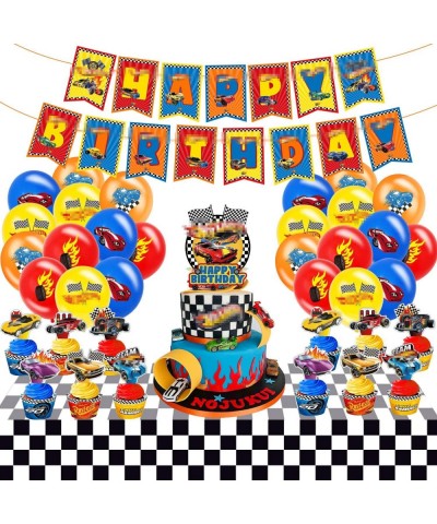 Hot Race Car Birthday Party Supplies Race Car Wheels Birthday Decorations Includes Banner Tablecloth Balloons Cake Toppers $3...