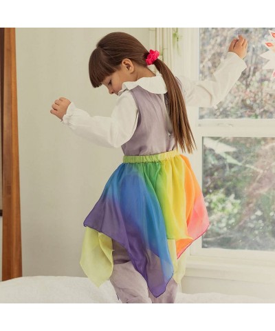 Rainbow Skirt 100% Silk 28" Long Fairy Costume for Kids and Toddlers | Bright Colored Waldorf Dress Up Toys for Imaginative P...