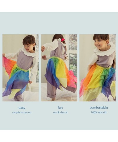 Rainbow Skirt 100% Silk 28" Long Fairy Costume for Kids and Toddlers | Bright Colored Waldorf Dress Up Toys for Imaginative P...