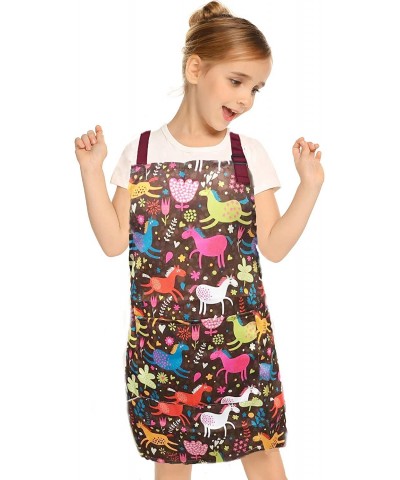 Kids Boys Dinosaur Apron with Pocket Girls Unicorn Aprons for Cooking Painting Kitchen Apron for Children 3-12Years $16.75 Ki...