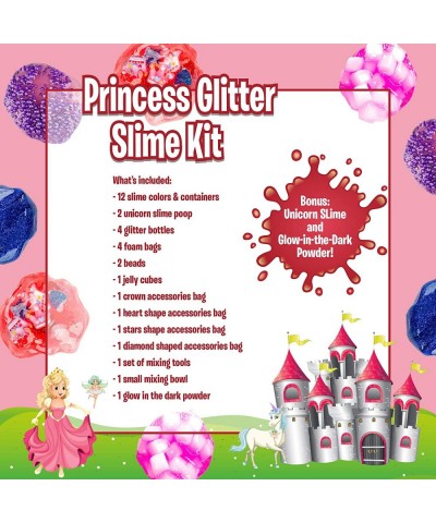 Slime Kit for Girls - Princess Unicorn Style Glow-in-The-Dark Slime Mixing Fun Ages 10-12+12 Colors - Stretchiest Slime Kit S...