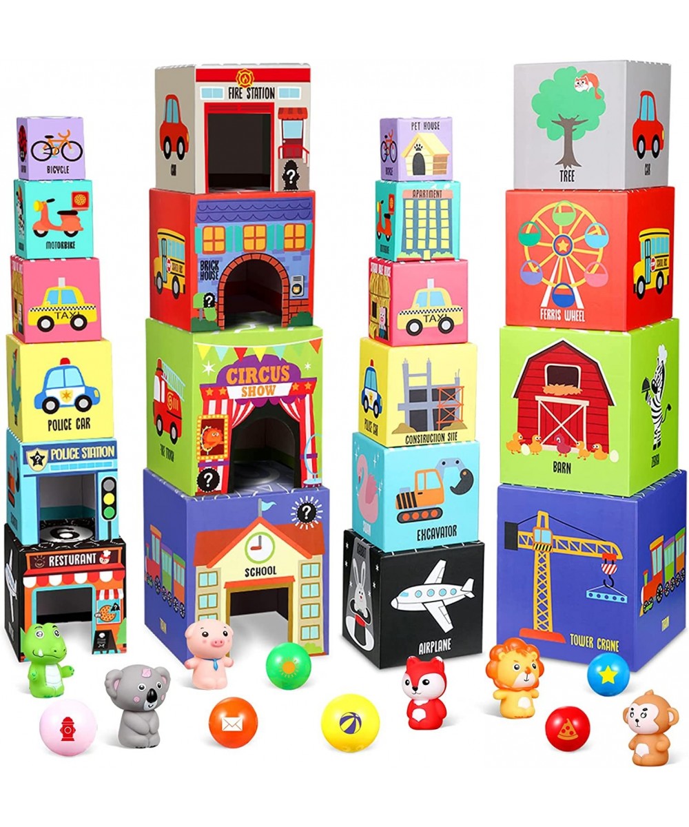 Sorting and Stacking Toys Block 10 Piece of Story-Telling Anmial Building Preschool Learning Numbers Nesting Boxes for Toddle...