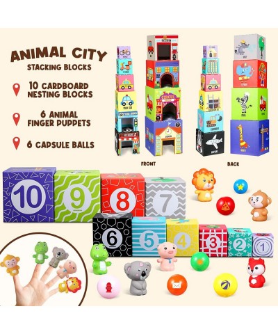 Sorting and Stacking Toys Block 10 Piece of Story-Telling Anmial Building Preschool Learning Numbers Nesting Boxes for Toddle...