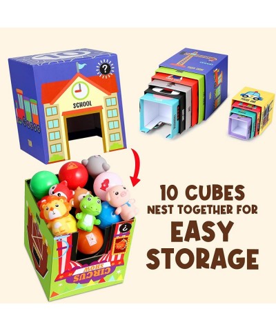 Sorting and Stacking Toys Block 10 Piece of Story-Telling Anmial Building Preschool Learning Numbers Nesting Boxes for Toddle...