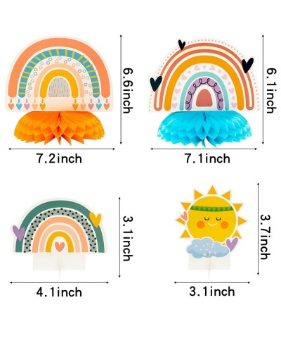 12Pcs Groovy Boho Rainbow Hippie Honeycomb Centerpieces Table Toppers Colorful Theme Party Decorations Supplies Sunshine Phot...