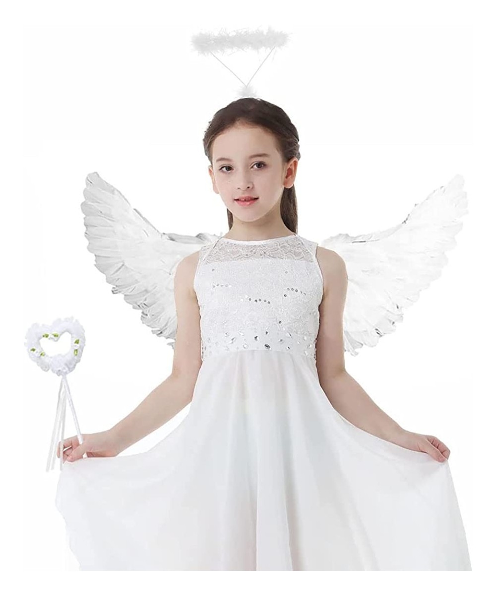 Angel Wings and Halo Magic Wand White Angel Wings Halloween Christmas Angel Costume $21.94 Kids' Costumes