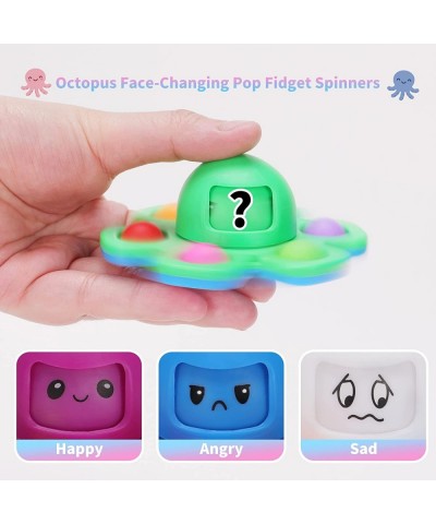 8 Pcs Octopus Pop it Fidget Toys Pack Pop Reversible Octopus Keychain Silicone Fidget Toys and Octopus Popits Fidget Spinners...