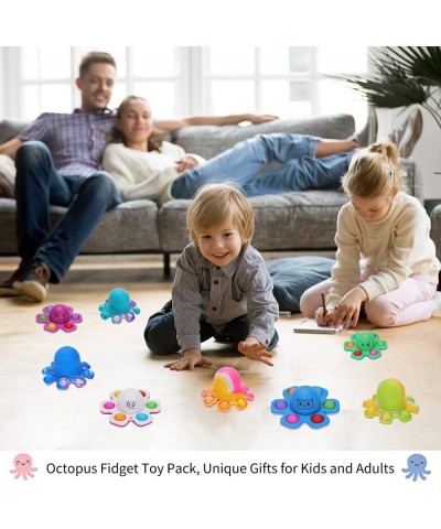 8 Pcs Octopus Pop it Fidget Toys Pack Pop Reversible Octopus Keychain Silicone Fidget Toys and Octopus Popits Fidget Spinners...