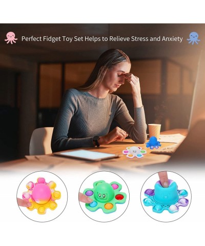 8 Pcs Octopus Pop it Fidget Toys Pack Pop Reversible Octopus Keychain Silicone Fidget Toys and Octopus Popits Fidget Spinners...