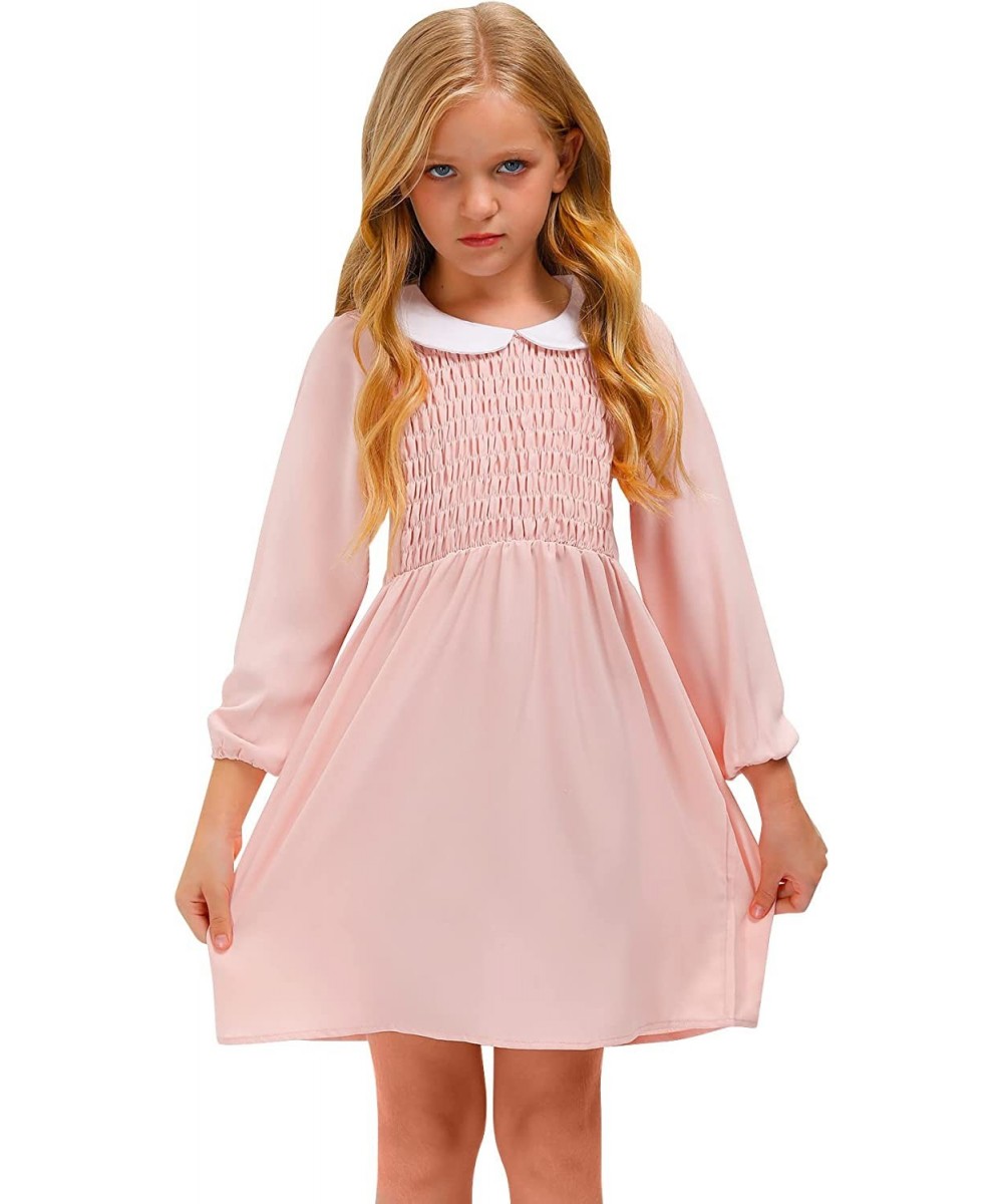 Girl‘s Halloween Peter Pan Collar Pink Smocked Midi Dress 4-12 Years $68.90 Kids' Costumes