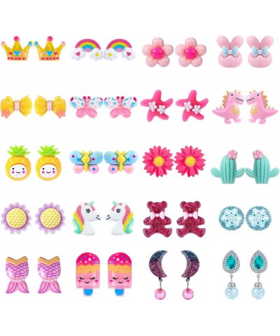 20 Pairs Girls Clip On Earrings Kids Toddler Cute Unicorn Butterfly Jewelry Earring Little Girl Baby Hypoallergenic Nickel Fr...