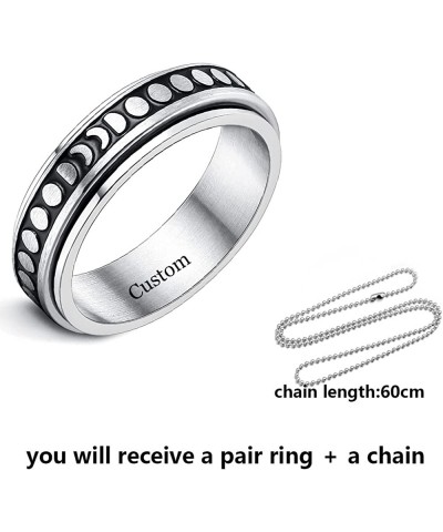 Personalized Stainless Steel Spinner Rings for Women Men Fidget Band Rings Set Sun Moon Star Ring Gold Fidget Spinner Ring fo...