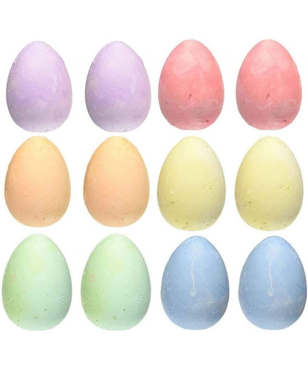 Sidewalk Chalk Set 12 Pieces 6 Colors Eggs-Shaped Jumbo Chalk City Washable Art Play For Kid and Adult Paint on School Classr...