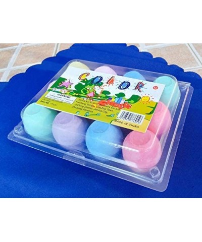 Sidewalk Chalk Set 12 Pieces 6 Colors Eggs-Shaped Jumbo Chalk City Washable Art Play For Kid and Adult Paint on School Classr...