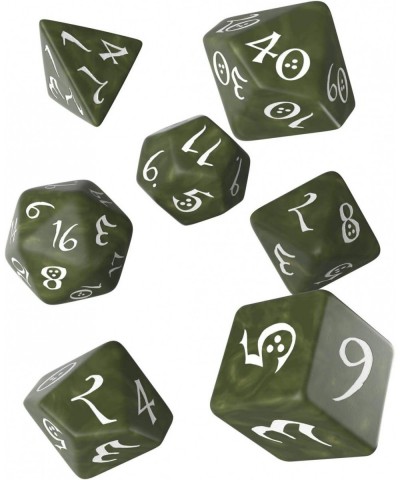 Classic Olive & White RPG Ornamented Dice Set 7 polyhedral Pieces $25.12 Game Accessories