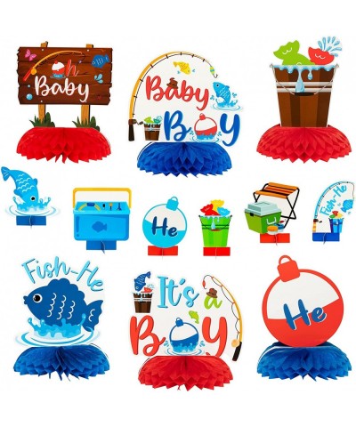 12Pcs Blue Baby Shower Party Centerpieces for Boys Gone Fishing Fish Gender Reveal Table Topper for Newborn Baby Party Favors...