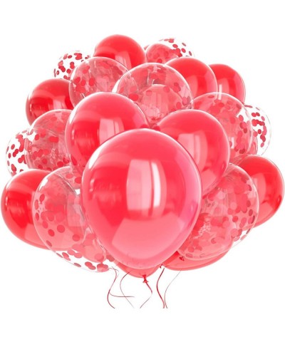 60 Pack Red Balloons + Red Confetti Balloons w/Ribbon | Red Balloon | Globos Rojos | Confetti Balloon | Birthday Balloons | R...