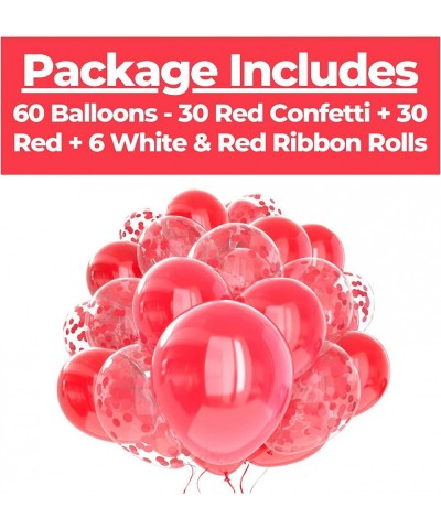 60 Pack Red Balloons + Red Confetti Balloons w/Ribbon | Red Balloon | Globos Rojos | Confetti Balloon | Birthday Balloons | R...