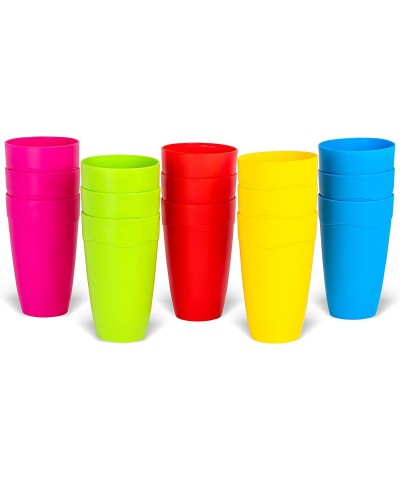 Kids Cups - Set of 15 Reusable Plastic Cups- 15 oz Drinking Cups for Kids - BPA Free Cups Top Rack Dishwasher Safe Cups - Ass...