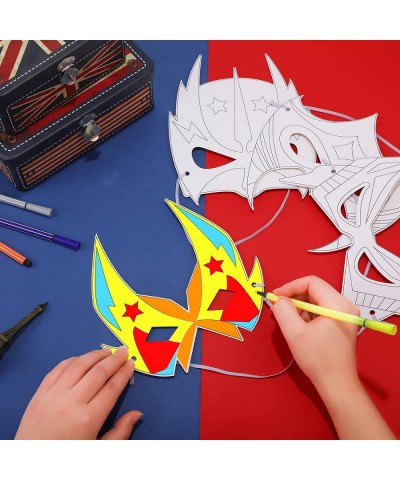 36 Pieces Color Your Own Hero Masks DIY Hero Paper Masks Craft Blank Graffiti Paper Masks with Ropes for Kids Birthday Party ...