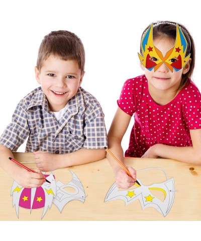 36 Pieces Color Your Own Hero Masks DIY Hero Paper Masks Craft Blank Graffiti Paper Masks with Ropes for Kids Birthday Party ...