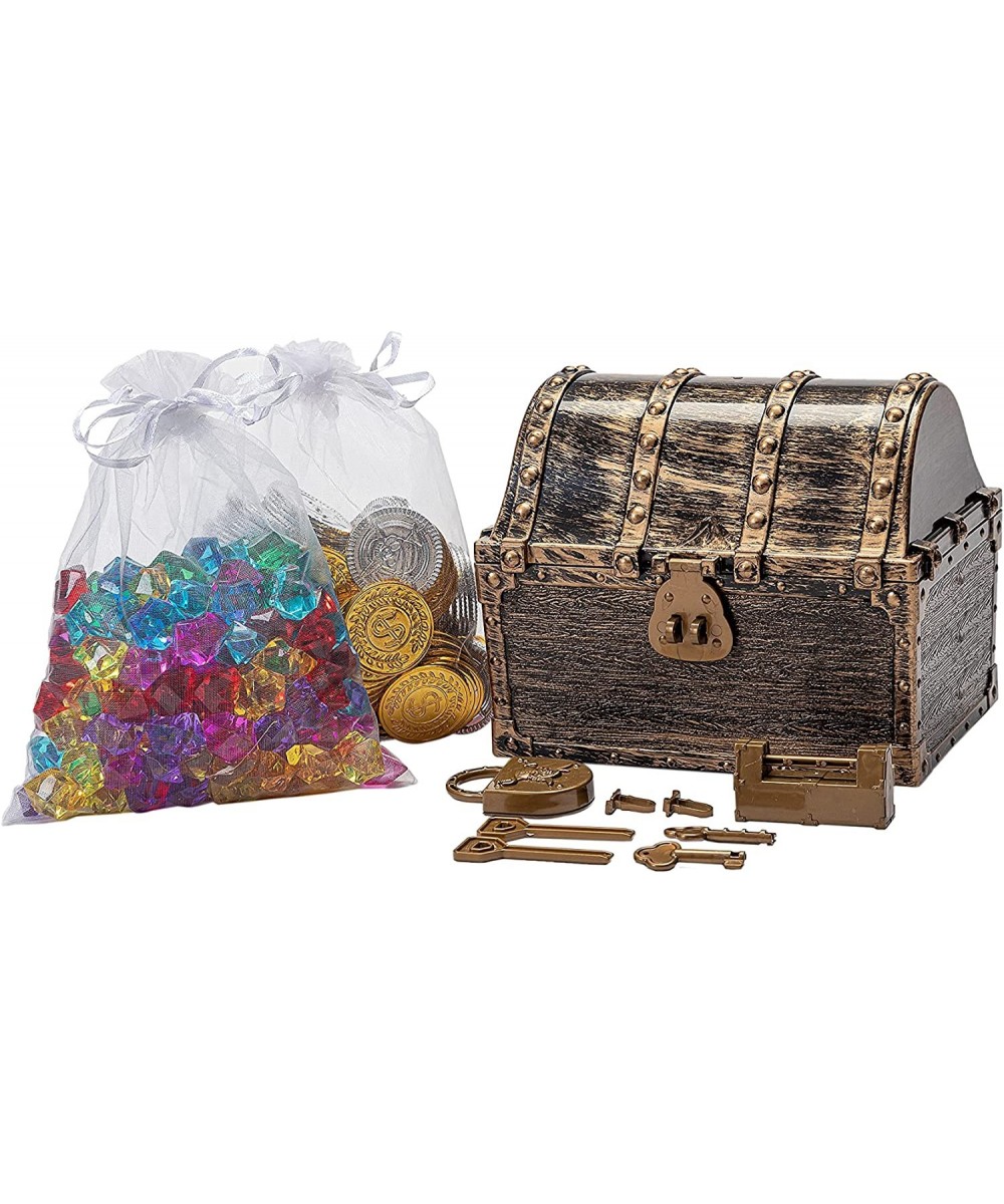 Pirate Treasure Chest Treasure Box for Kids with Treasure Gold Coins and Jewelry Gems(160 Coins+160 Gems) $35.39 Money & Bank...