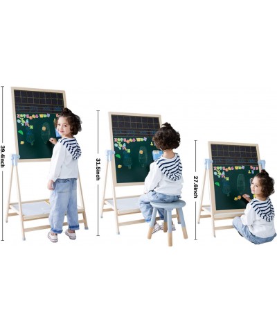 Kids Art Easel Deluxe Standing Easel Set Adjustable Art Table Magnetic Dry Erase Board&Chalkboard Double Sided Stand 360°Rota...