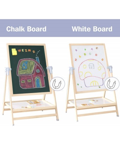 Kids Art Easel Deluxe Standing Easel Set Adjustable Art Table Magnetic Dry Erase Board&Chalkboard Double Sided Stand 360°Rota...