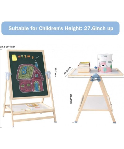 Kids Art Easel Deluxe Standing Easel Set Adjustable Art Table Magnetic Dry Erase Board&Chalkboard Double Sided Stand 360°Rota...