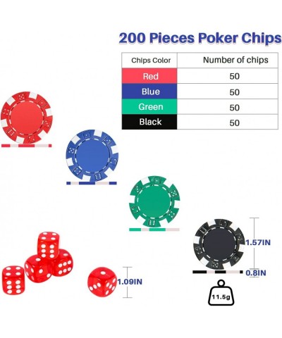 Poker Chip Set for Beginners 200 Pcs Casino Poker Chips with Aluminum Case 11.5 Gram Chips with Iron Insert for Texas Holdem ...