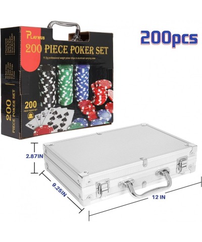 Poker Chip Set for Beginners 200 Pcs Casino Poker Chips with Aluminum Case 11.5 Gram Chips with Iron Insert for Texas Holdem ...